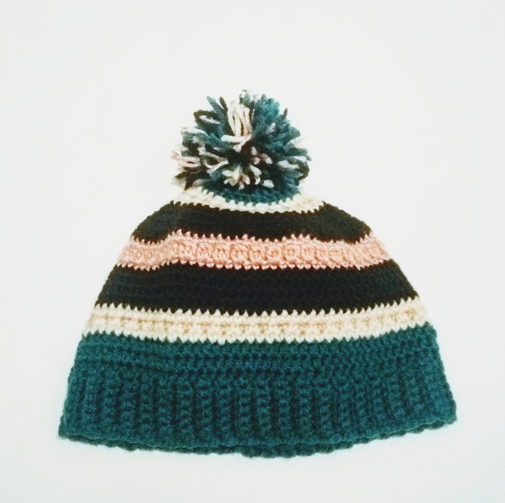 Handmade 90s-Style Ski Toboggan Hat with Pom